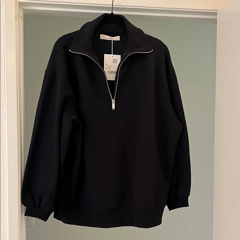 OAK + FORT Black Half-Zip Sweater